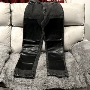 Avec Les Filles Women’s Faux Leather Panel Jeans Black Size 27